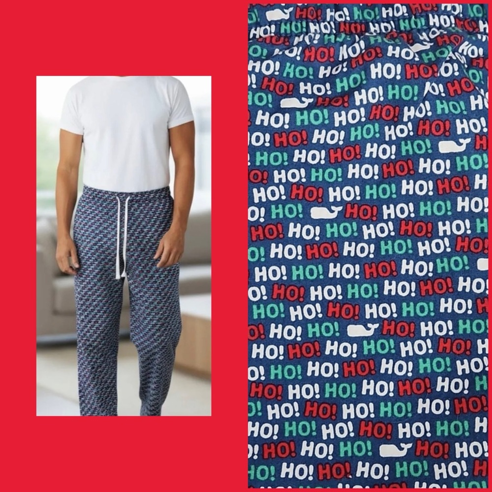 Vineyard Vines Men’s Blue Christmas Whale HOHOHO Xmas Pajama Lounge Pants